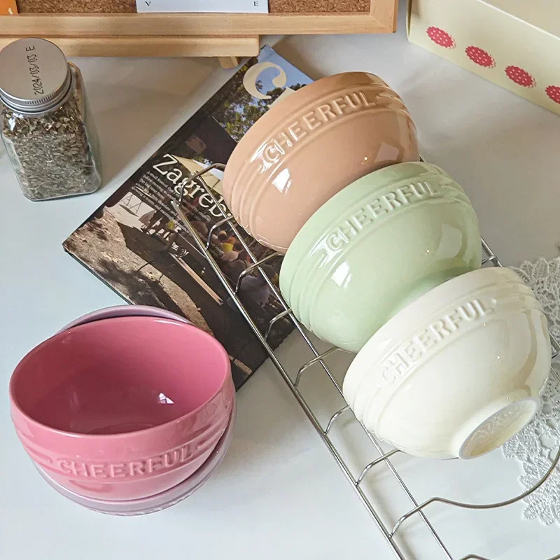 1PC Ceramic Rice Bowl Household Creative Dessert Pudding Baking Bowl Noodle Soup Bowl Kitchen 4.5inch Tableware