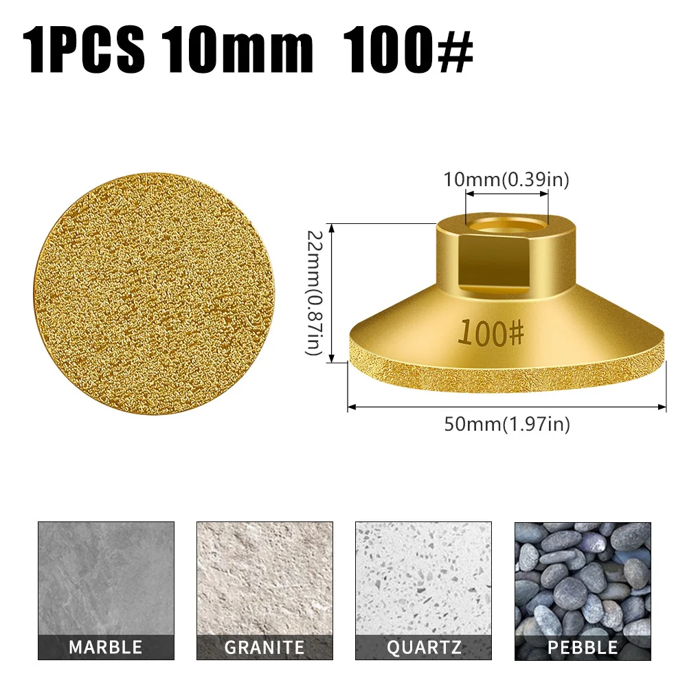 หัวเจียรแบบแบนชนิดเชื่อม M10 สำหรับขัดและเจียรหินควอตซ์ หินอ่อน ใช้กับเครื่องเจียรแบบมุม