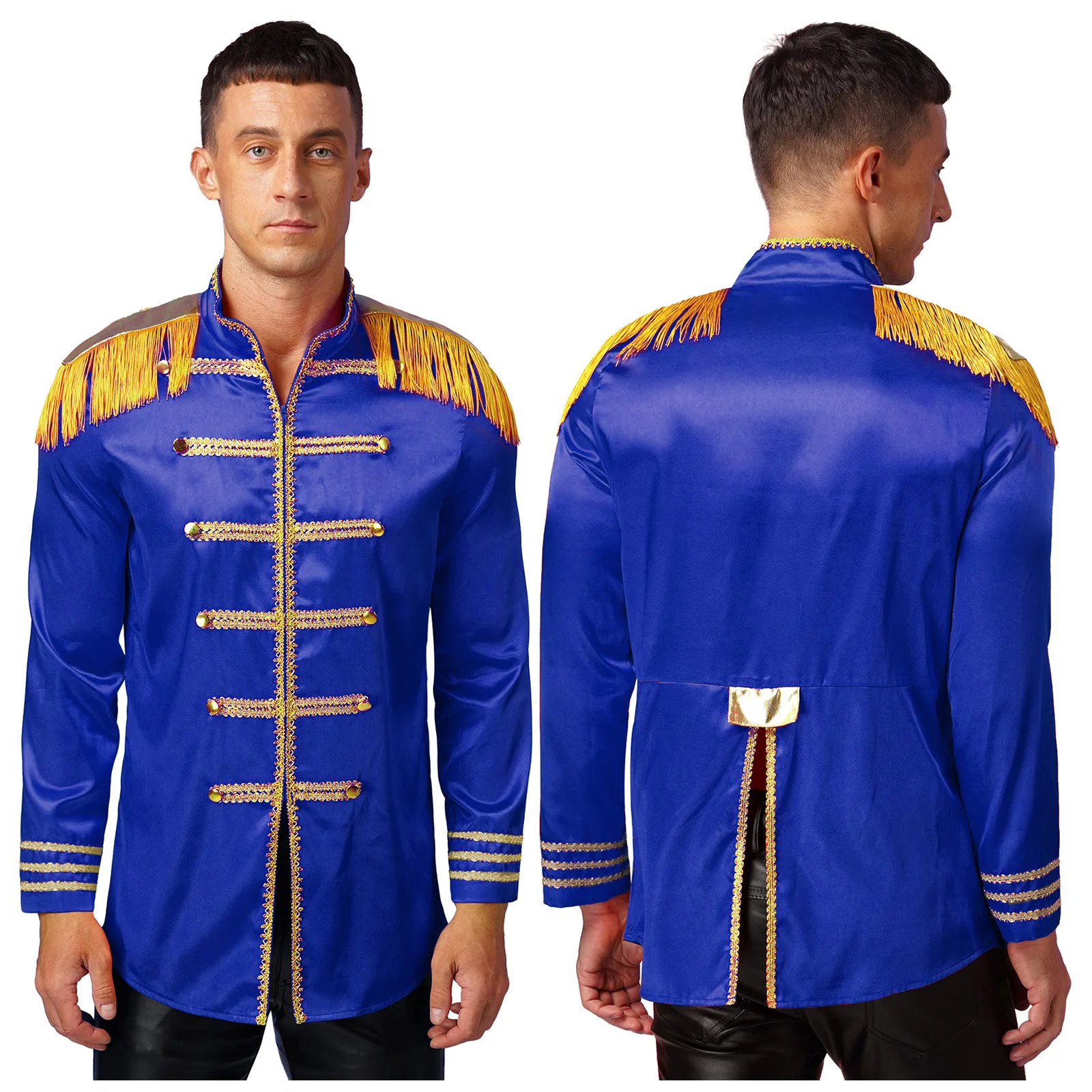 Volwassenen Heren SGT Sergeant Pepper Kostuum Satijnen Vest Jas Hippie Middeleeuwse Halloween Party Prestaties Carnaval Cosplay Kleding