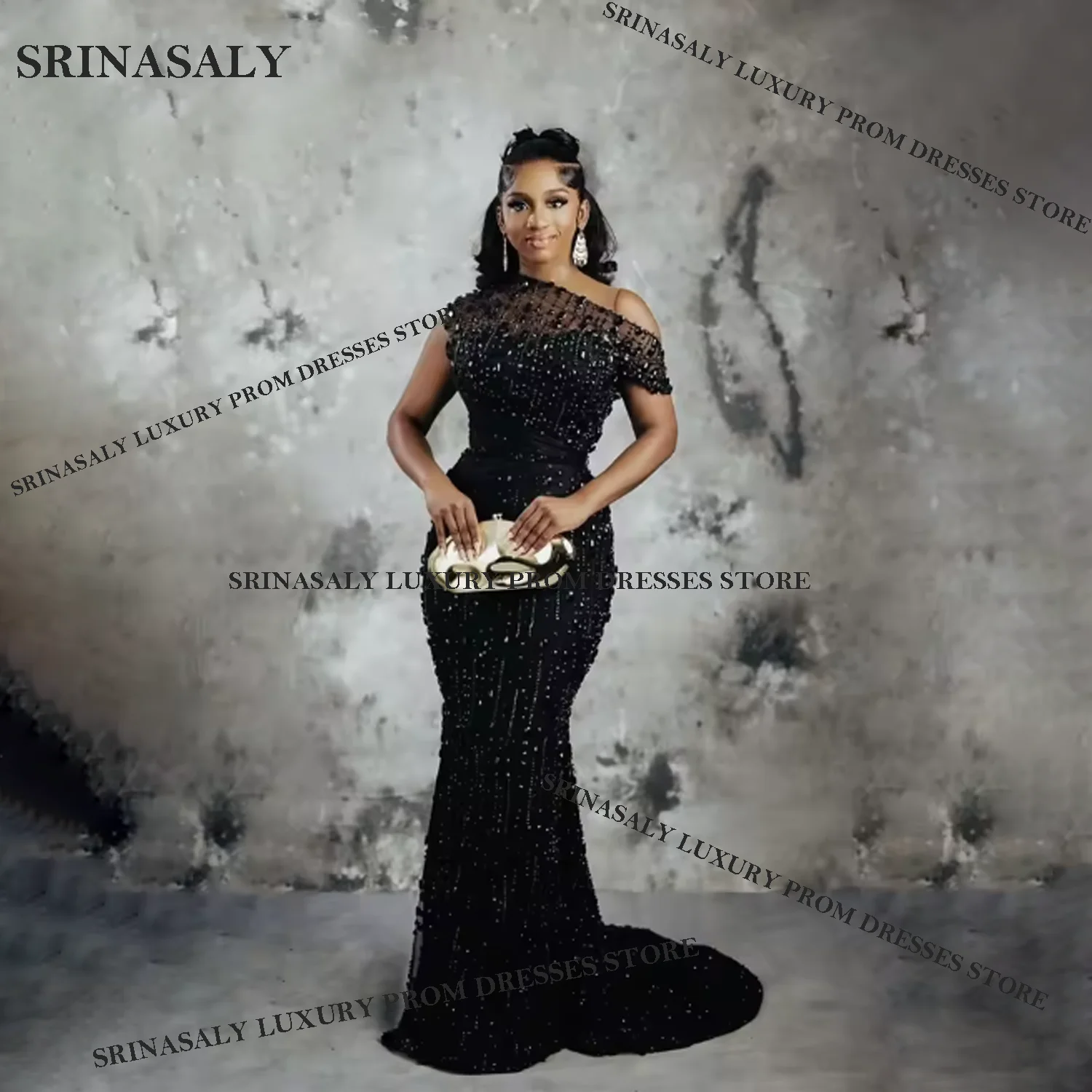 

Glitter Customized Beaded Sequins Mermaid Prom Dresses Aso Ebi Long robes de soirée For Black Girls Sexy Slit Evening Party Gow