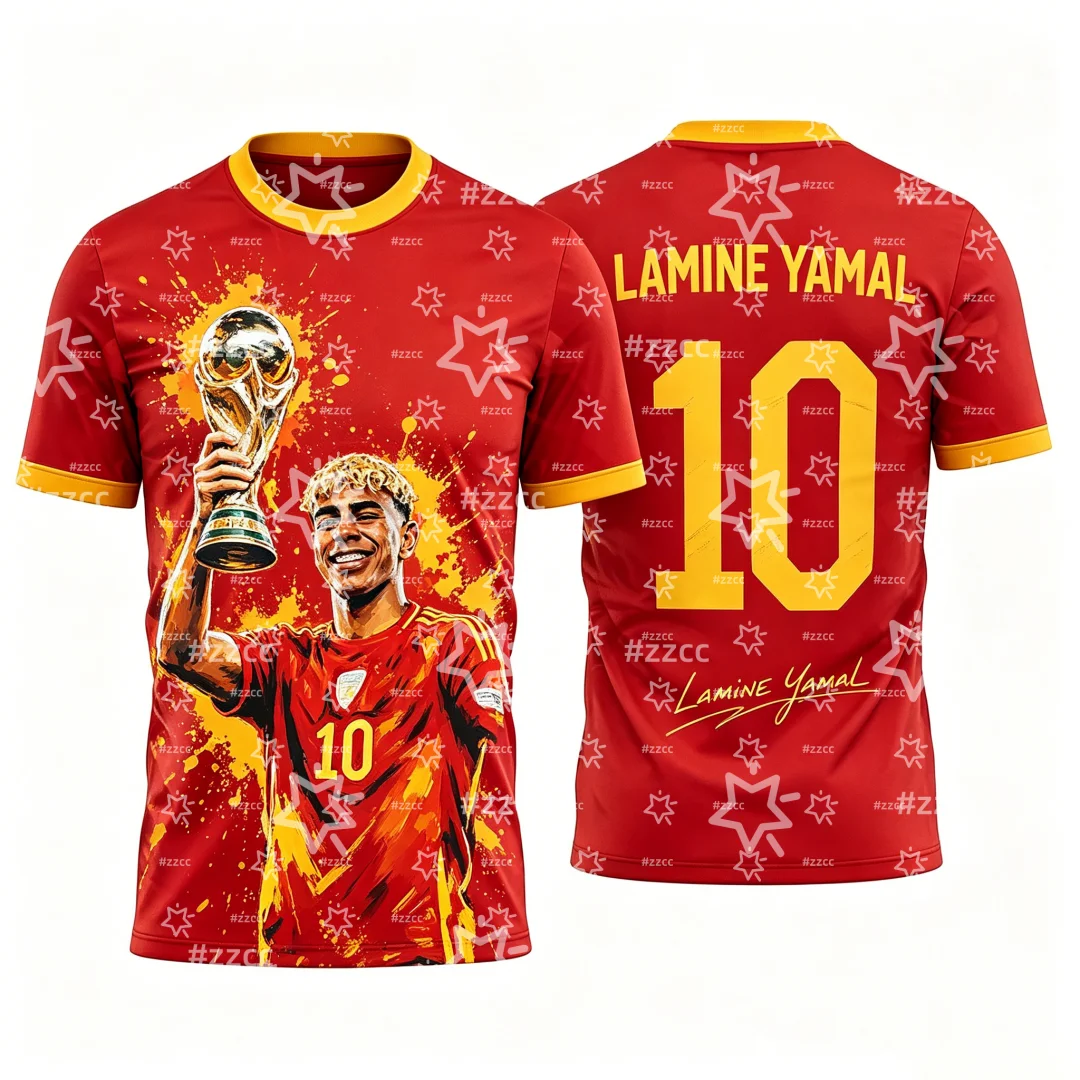 2026 Yamal Spanien Team Fußballtrikot Spiel- & Trainingsset Sommer Sport Herren T-Shirt Kinderbekleidung Tee Y2k Damen – Detail 4