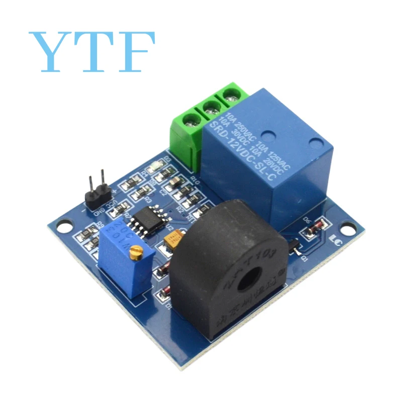 Módulo de Sensor de protección contra sobrecorriente 5A, Sensor de detección de Corriente CA, relé de 12V