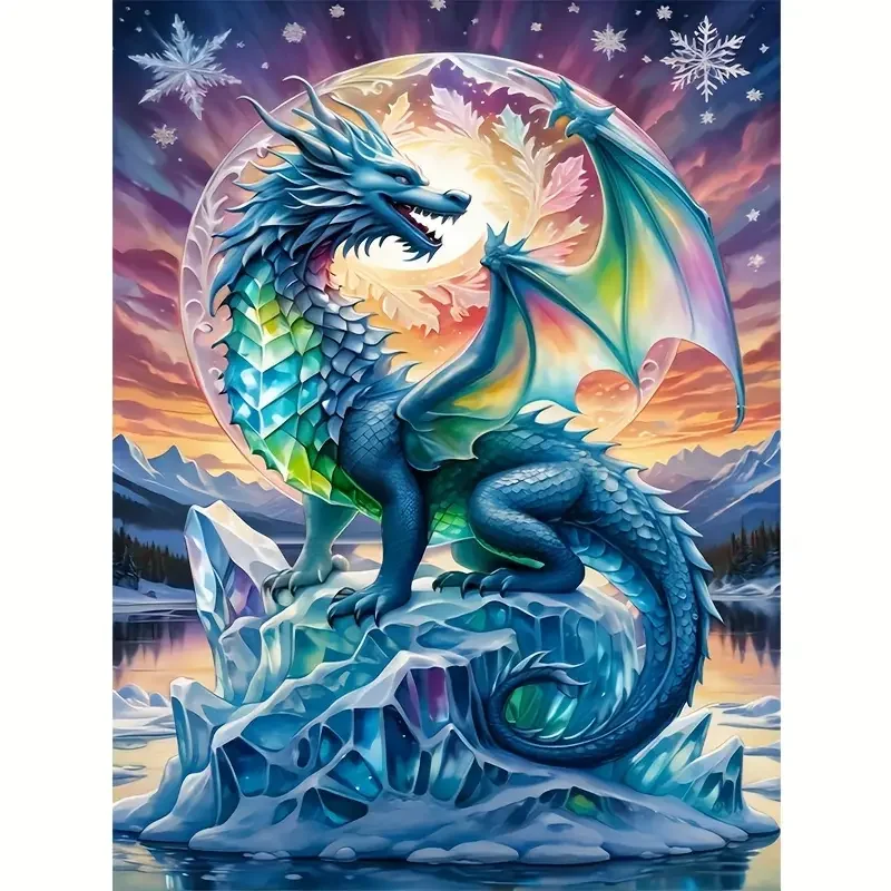 

RUOPOTY Diamond Painting Dragon Art Picture Animals Full Round Square Drills Diamond Rhinestone Art Embroidery Set Diy Crafts