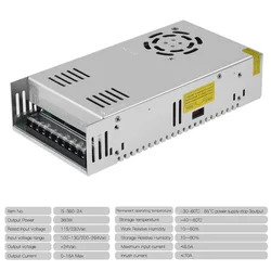 Fuente de alimentación para impresora 3D Ender 3, interruptor de transformador, AC110V/220V, DC12/24V, 40/30/20/15A, 240/480W