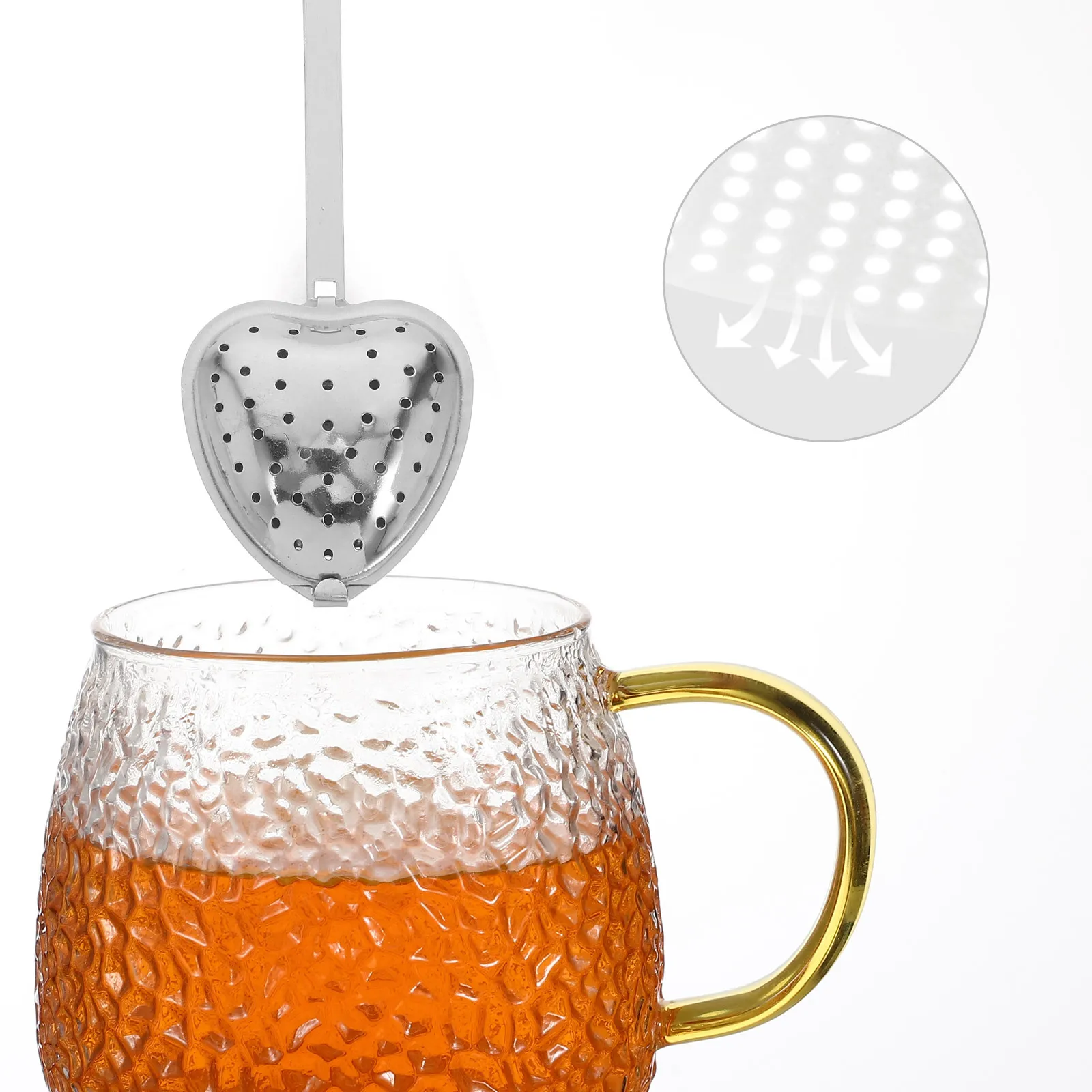 

6Pcs Stainless Steel Heart Tea Strainer with Handle Fine Mesh Infuser for Loose Tea Romantic Gift Home Bar Use