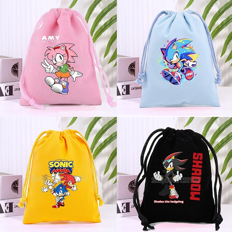 Bolsa de regalo con cordón sónico, bolsa de cosméticos con dibujos animados de Anime para niño, bolsa organizadora de almacenamiento portátil, bolsa de aseo con bolsillo de tela para regalo