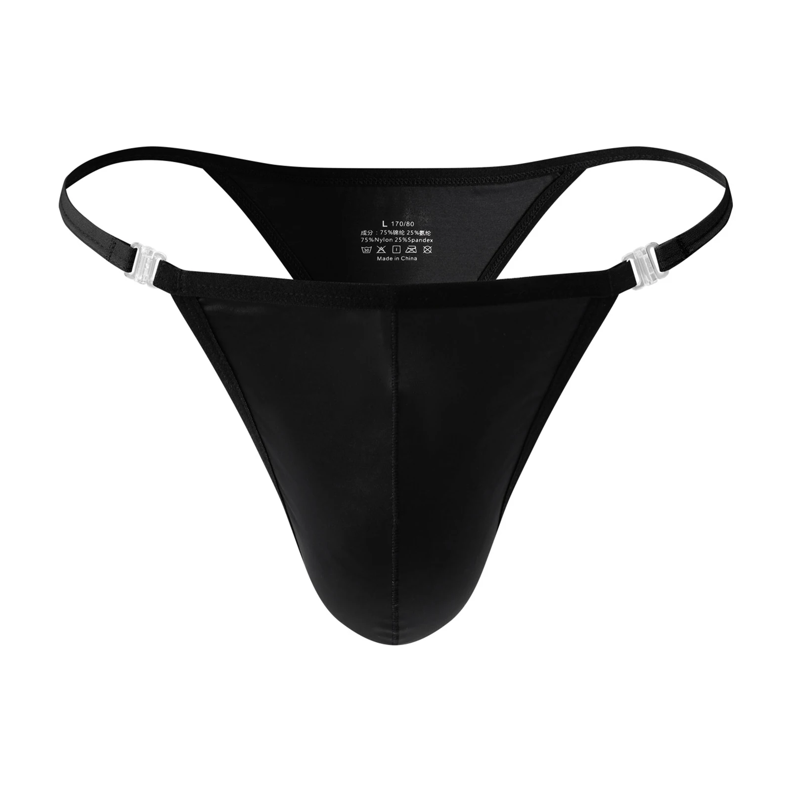 Herren-Bikini-Bademode mit Niedrigem Bund, Sexy Satin-Schwimm-Tanga, Schnelltrocknende Strand-Badehose, T-Back Badeanzug mit Abnehmbaren Seitenclips