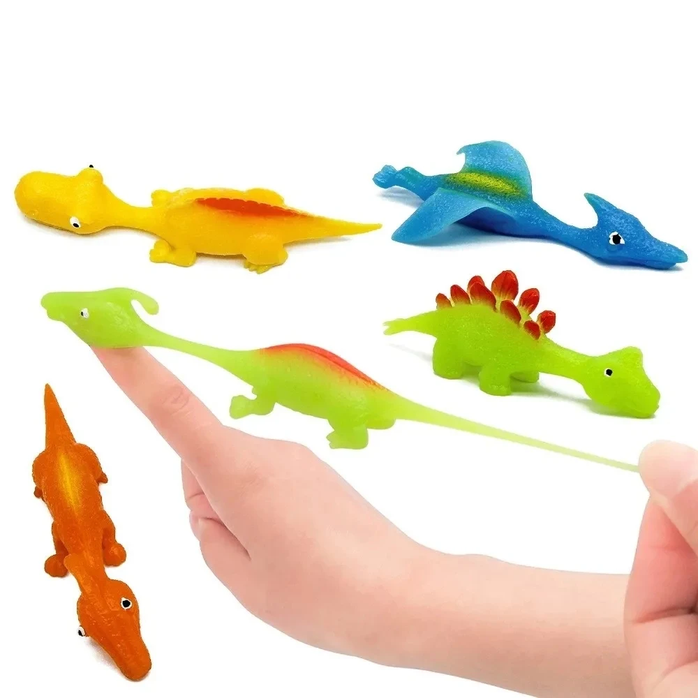 5PCS Funny Slingshot Dinosaur Finger Toys Kids Cool Gadgets Juguetes Divertidos Y Graciosos Kinder Spielzeuge Niños Regalos