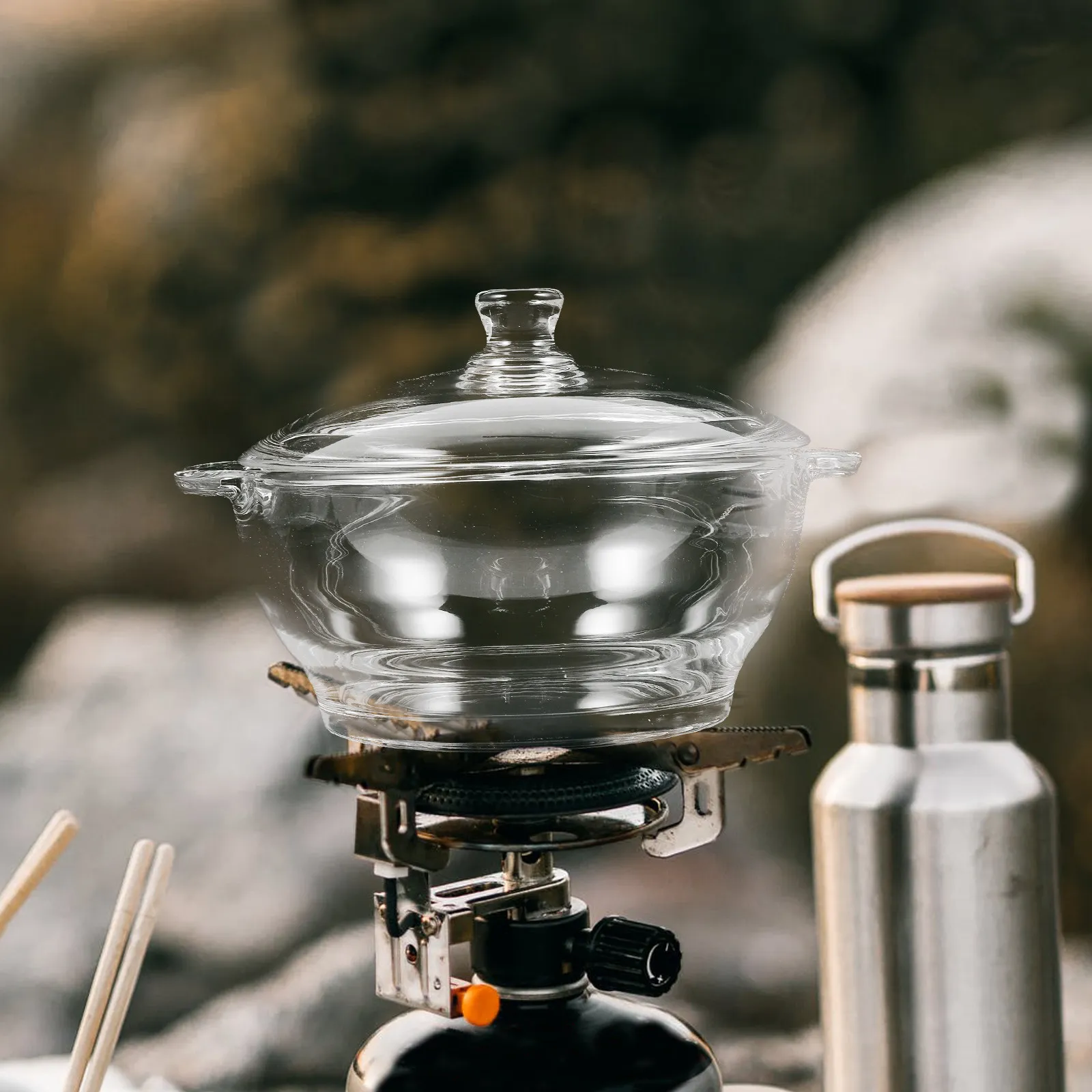 

2.5L Glass Stew Pot with Lid Heat Cold Resistant Multi Functional Kitchen Cookware for Home Stewing Soup Noodles Food Glass