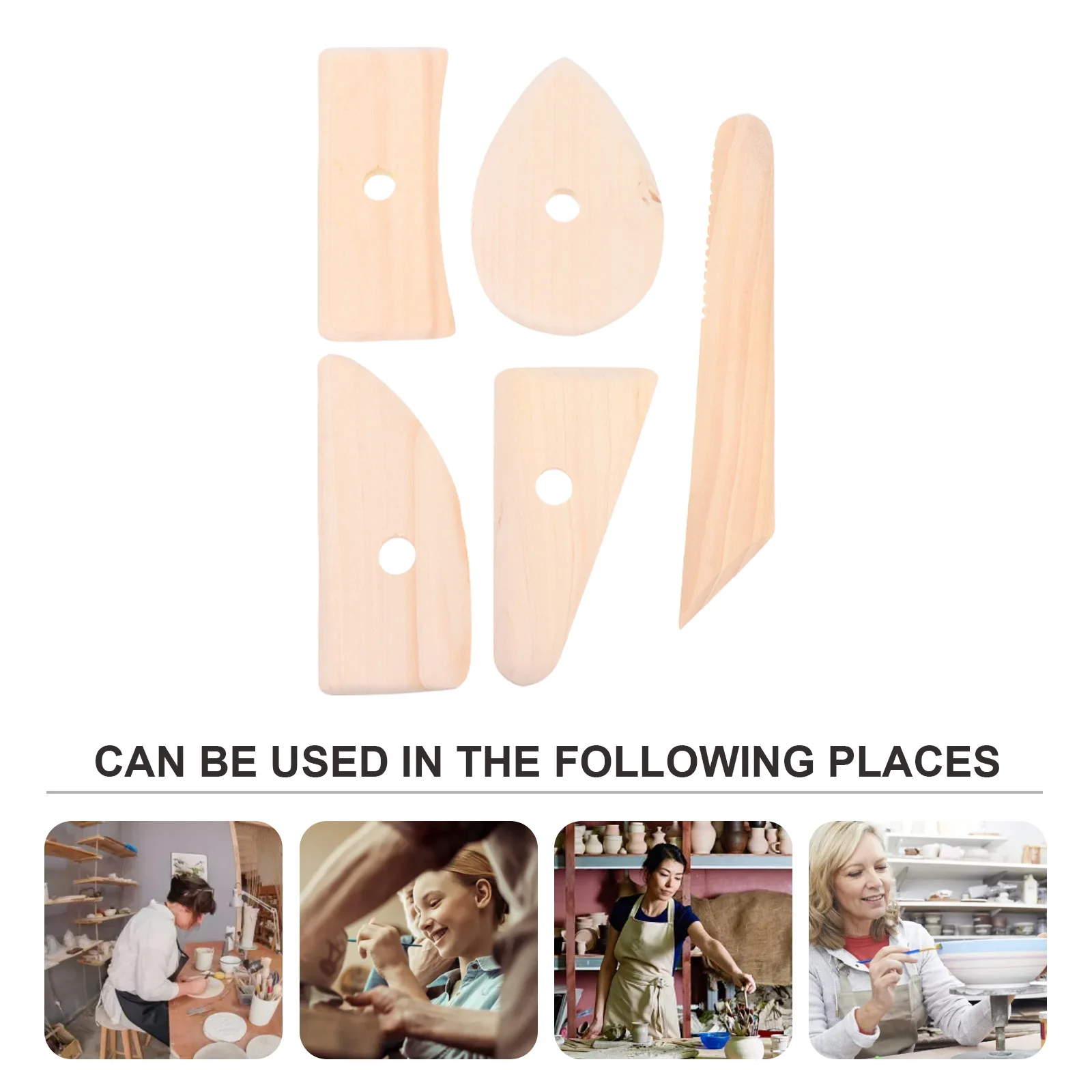 5 قطعة أدوات النحت الطيني بني فاتح لتقوم بها بنفسك مجموعة نحت الفخار المحمولة الطين اليد مكشطة أدوات النمذجة الخشبية لوازم الحرفية #1