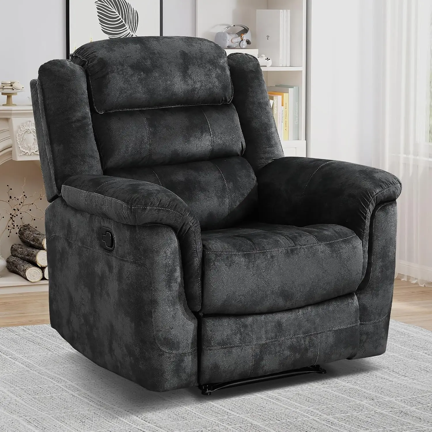 Manual Recliner Chair, Soft Fabric Recliner Sofa with Overstuffed Armrest and Backrest for Living Room, Bedroom,, Customized