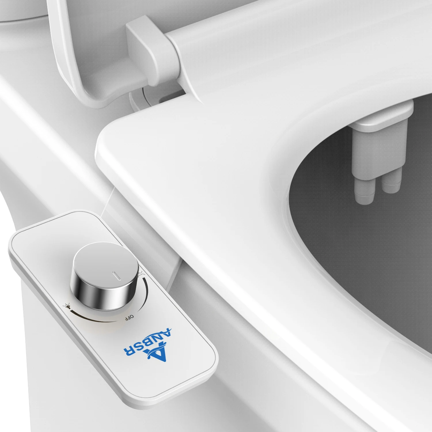 Non-Electric Bidet Toilet Seat Attachment with Pressure Controls, Retractable Self-Cleaning Dual Nozzles for Frontal & Rear Wash
