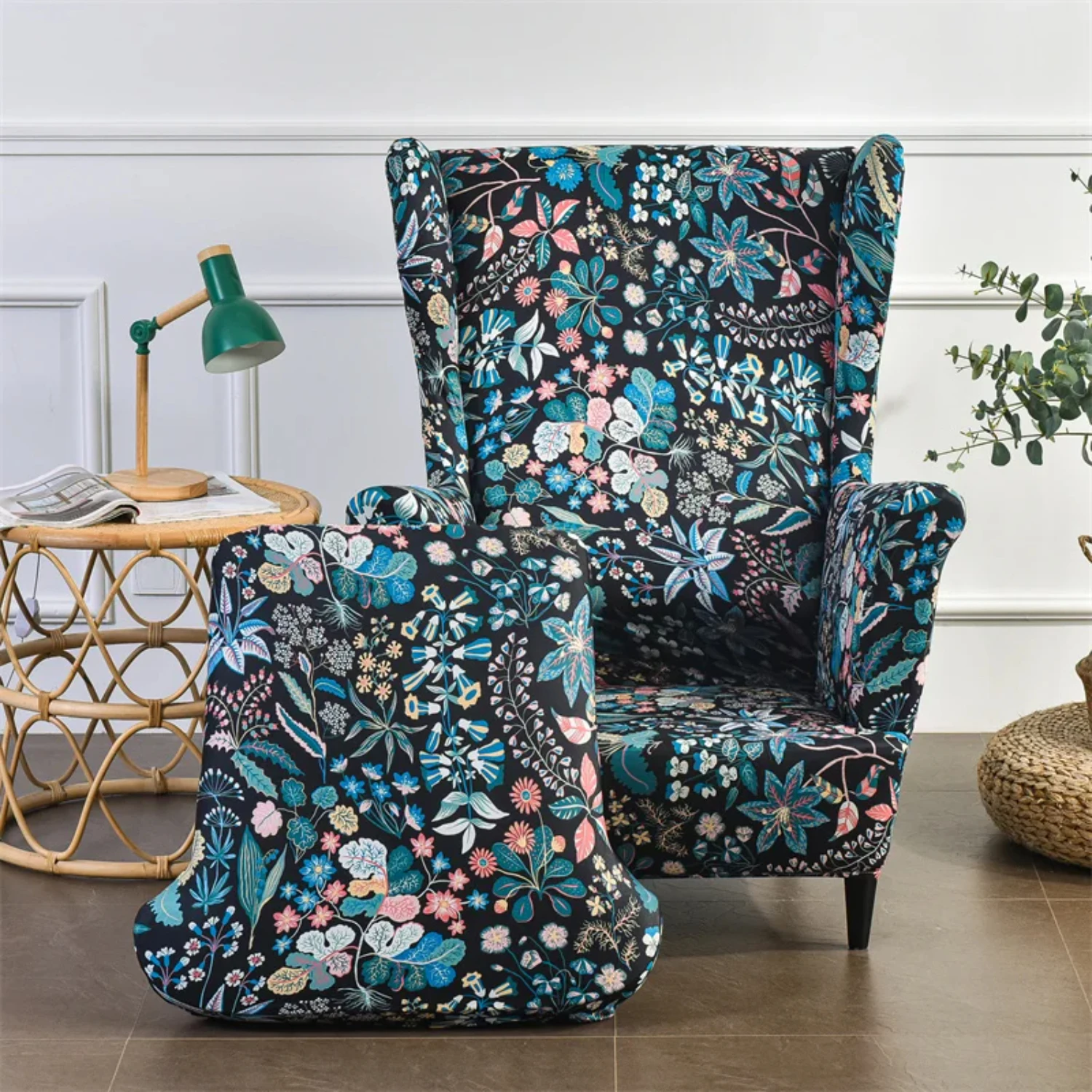 Boheemse stijl bloemenprint vleugel stoelhoes - elastische enkele bank hoes - anti-vuile spandex fauteuil beschermhoes