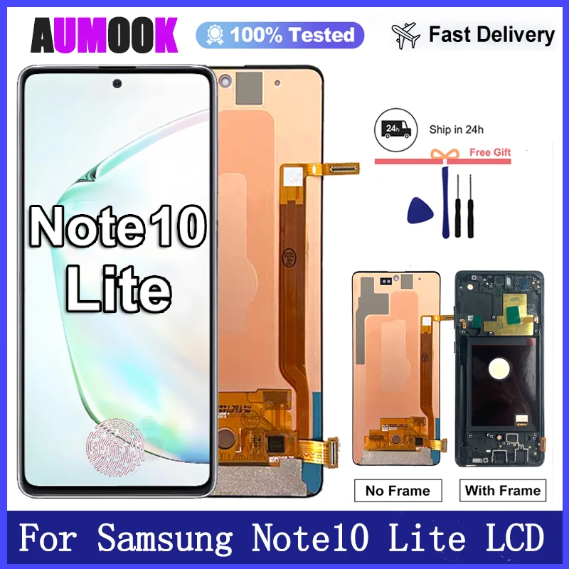 Nova display amoled para samsung note 10 lite display lcd digitador da tela de toque para samsung note10 lite display substituição