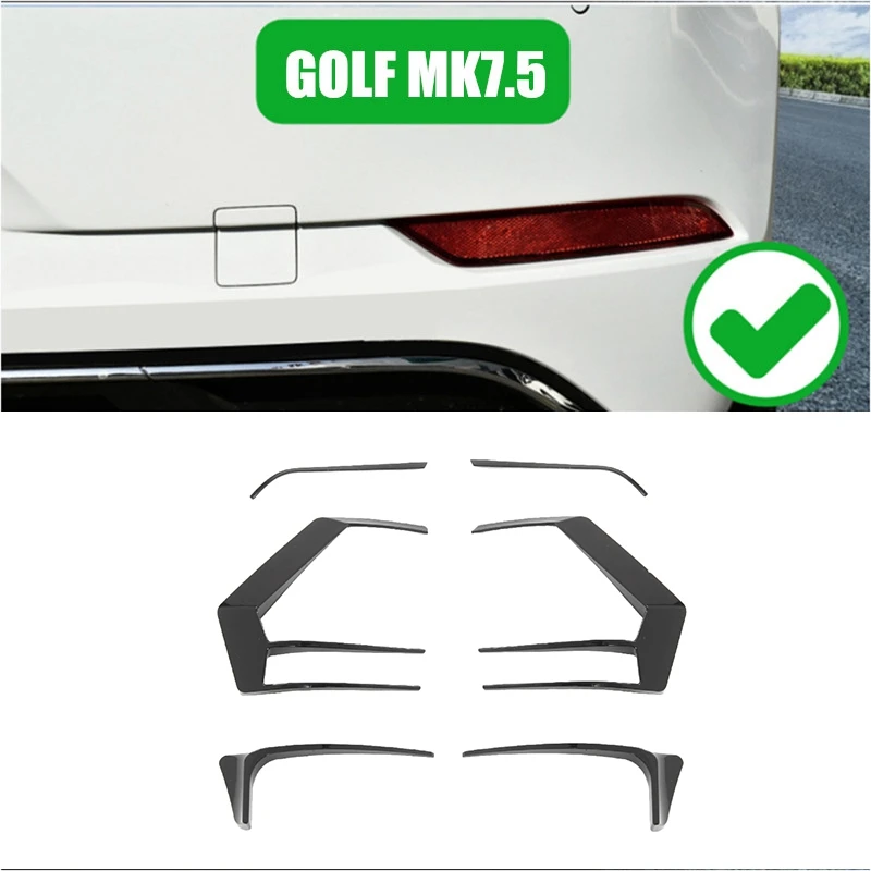 2PCS For Golf 7.5 MK7.5 Rline R400 2017-2019 Rear Bumper Splitter Canard Rear Spoiler Fog Lamp Trim Car Styling