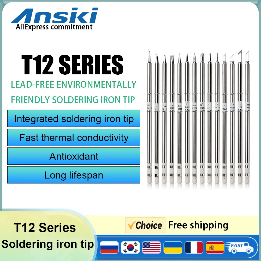 1pc T12 Soldering Iron tips Replacement Various models of Tip Electric Soldering Iron Tip T12- D4  D52 J02 JS02 BC3 CF4 KF KL