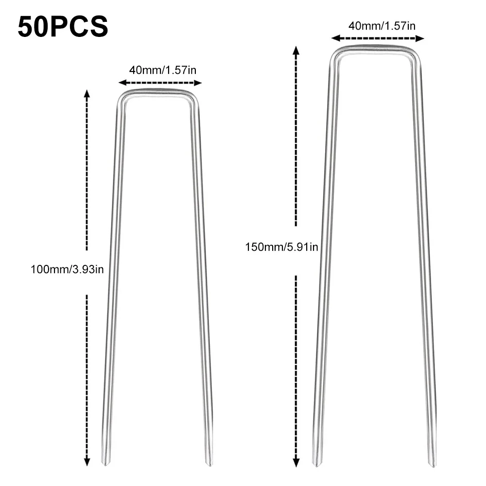 50 Stück U-förmige Metall-Garten pfähle verzinkte Landschafts spikes Rasen-Spikes Rasen-Pfähle zur Befestigung von Unkraut-Barriere-Stoff