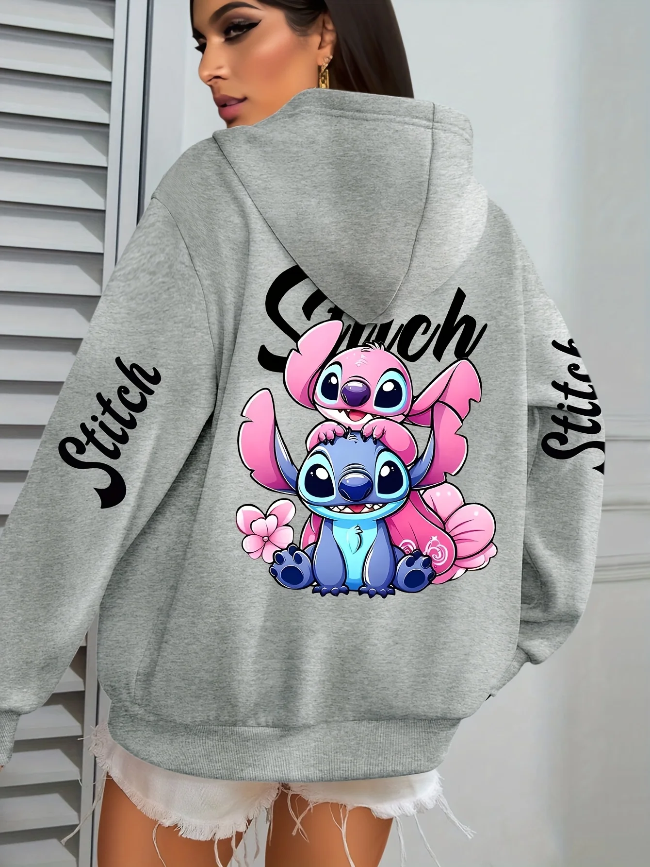 جديد غرزة والملاك طباعة القطن مقنعين الكرتون رياضية النساء الرجال الخريف بلوفر شتوي عادية خفيفة الوزن المرأة هوديس #5