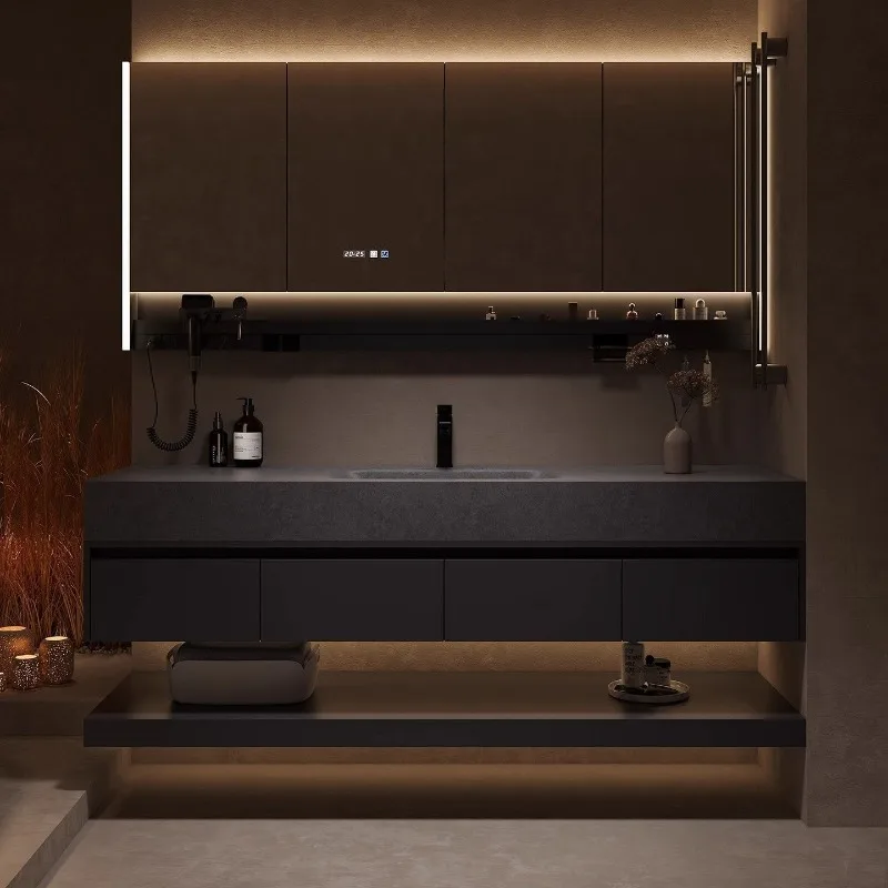 Board hot bending integrated basin bathroom cabinet combined toilet bathroom washbasin