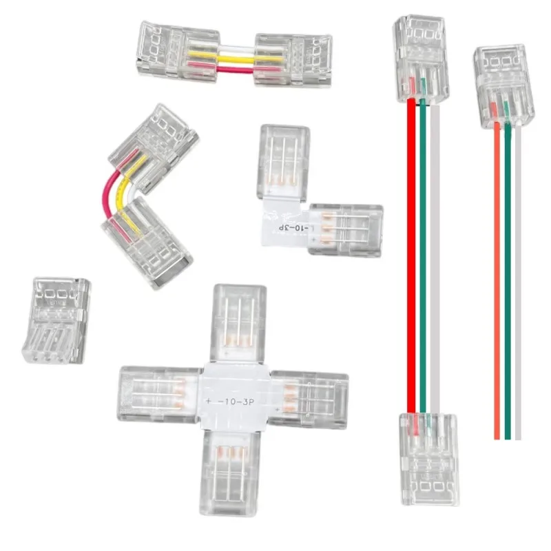 5 sztuk 10pcs 2Pin pasek COB LED L T X kształt przedłużenie złącza zacisk kablowy złącza LED do 8mm 10mm IP20 IP65 COB taśma oświetleniowa