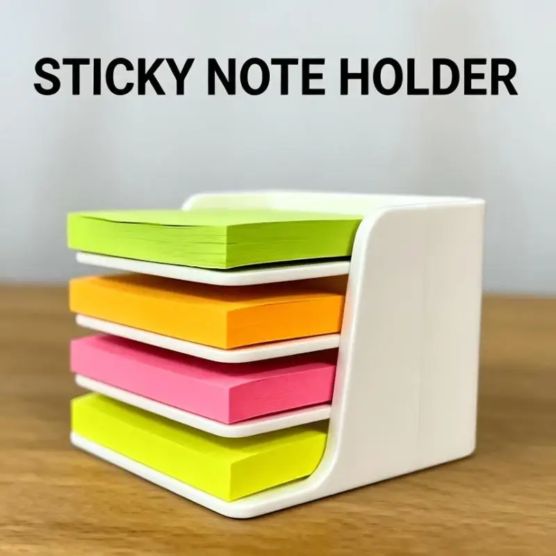 Desktop Stackable Sticky Note Holder Organizer Fits 76×76mm Square Note Multi-Purpose Office Home Desk Drawer Storage Organizer