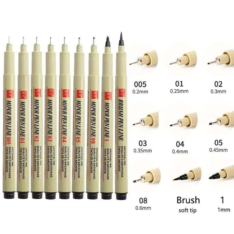 3-12 stuks set Schetspen Micron Liners Naaldpen Fineliner Tekening Art Micron Marker Pen Waterdichte Handgetekende Handtekeningpen