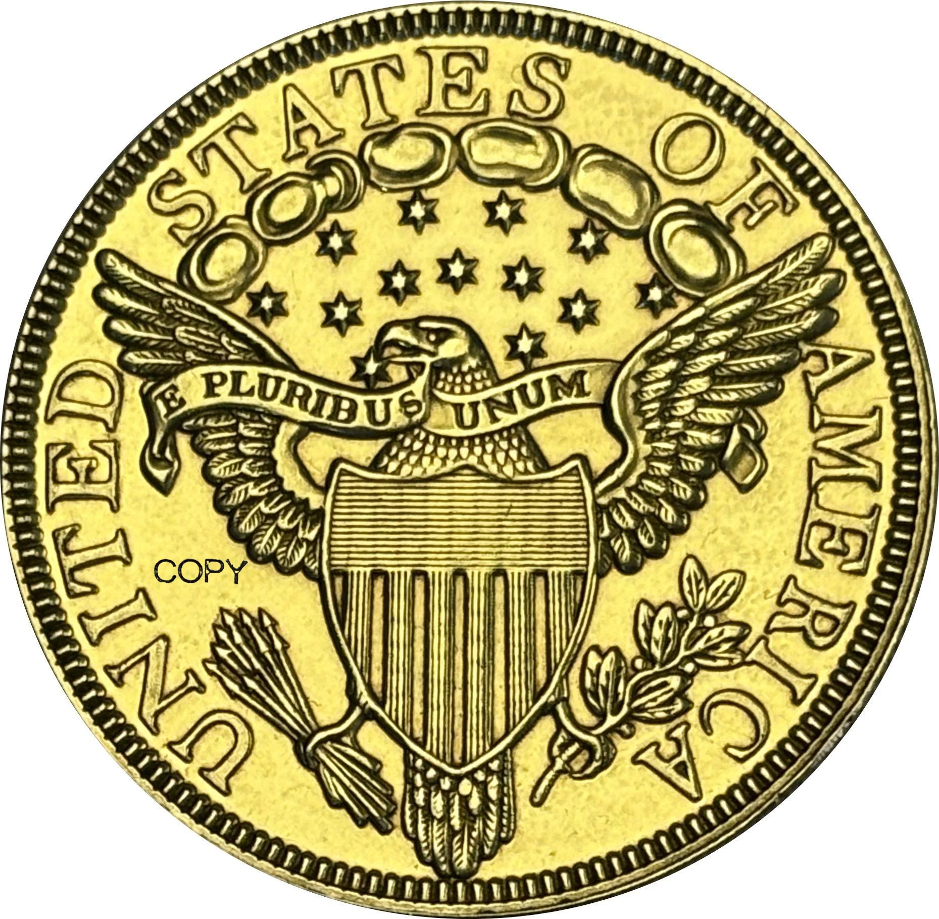 US 1803 10 Ten Dollars Capped Bust Liberty Heraldic Eagle Gold Brass Usa Copy Commemorative Coin United States Collectible Coins