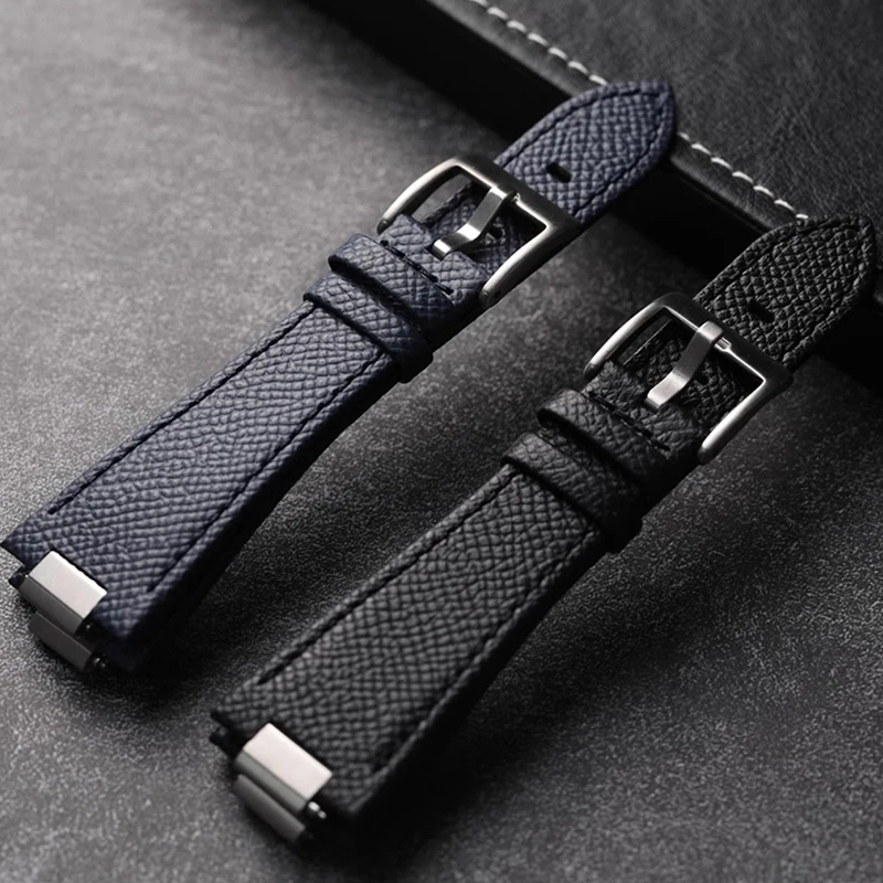 Fashion Lychee Patterned Cowhide Watch Strap For Tissot 1853 PRX Series T137.410A T137.407A Leather Watchband 12mm Convex Mouth