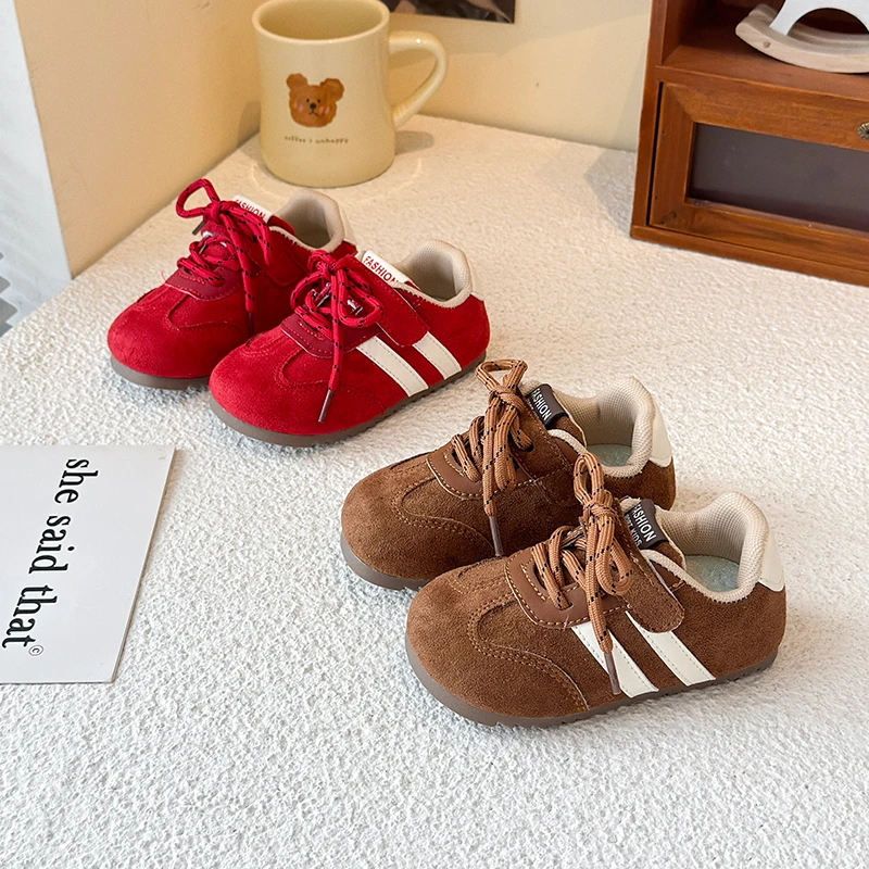 

Детские кроссовки Four Seasons, модели 2–16 лет, красные тренировочные туфли для мальчиков и девочек, коричневые мягкие нескользящие детские одинарные туфли