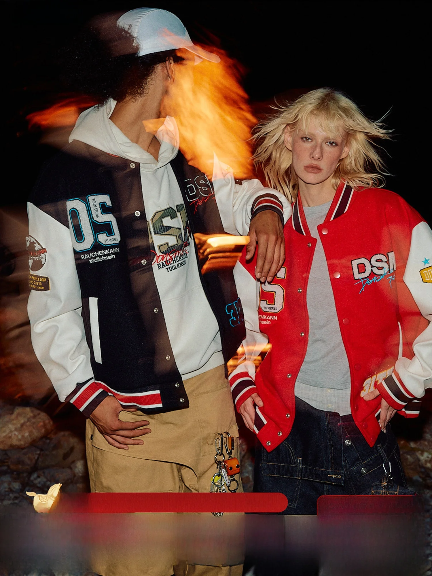 

Done Color Blo Baseball Jaet Couple's Leather Patchwork Outerwear Youth Faion Polyester Long Sve Thiened Coat