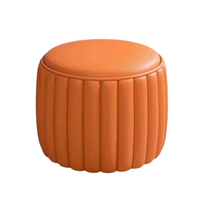 European Leather Stool Modern Round Portable Office Minimalism Bedroom Stool Living Room Small Taburete Entrance Furniture