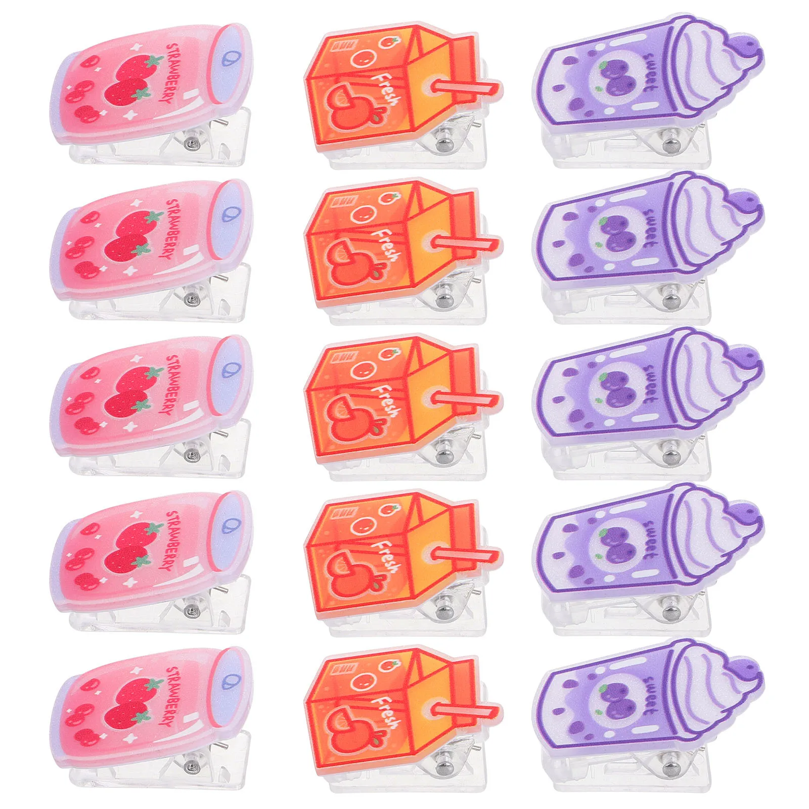 15 قطعة من مشابك الرسوم المتحركة الإبداعية، مشابك ملف أكريليك رائعة للوازم المكتبية، مشابك ورق صغيرة، أساسيات المكتب، ختم لطيف #1