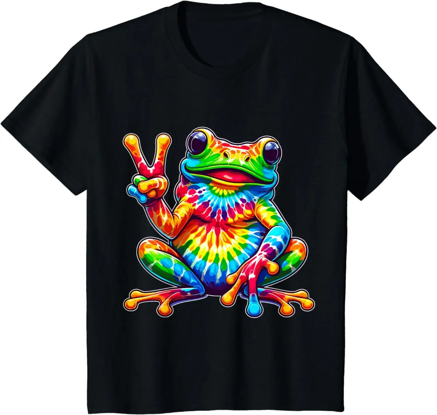 

Новая футболка в стиле хиппи с изображением лягушки тай-дай и мира