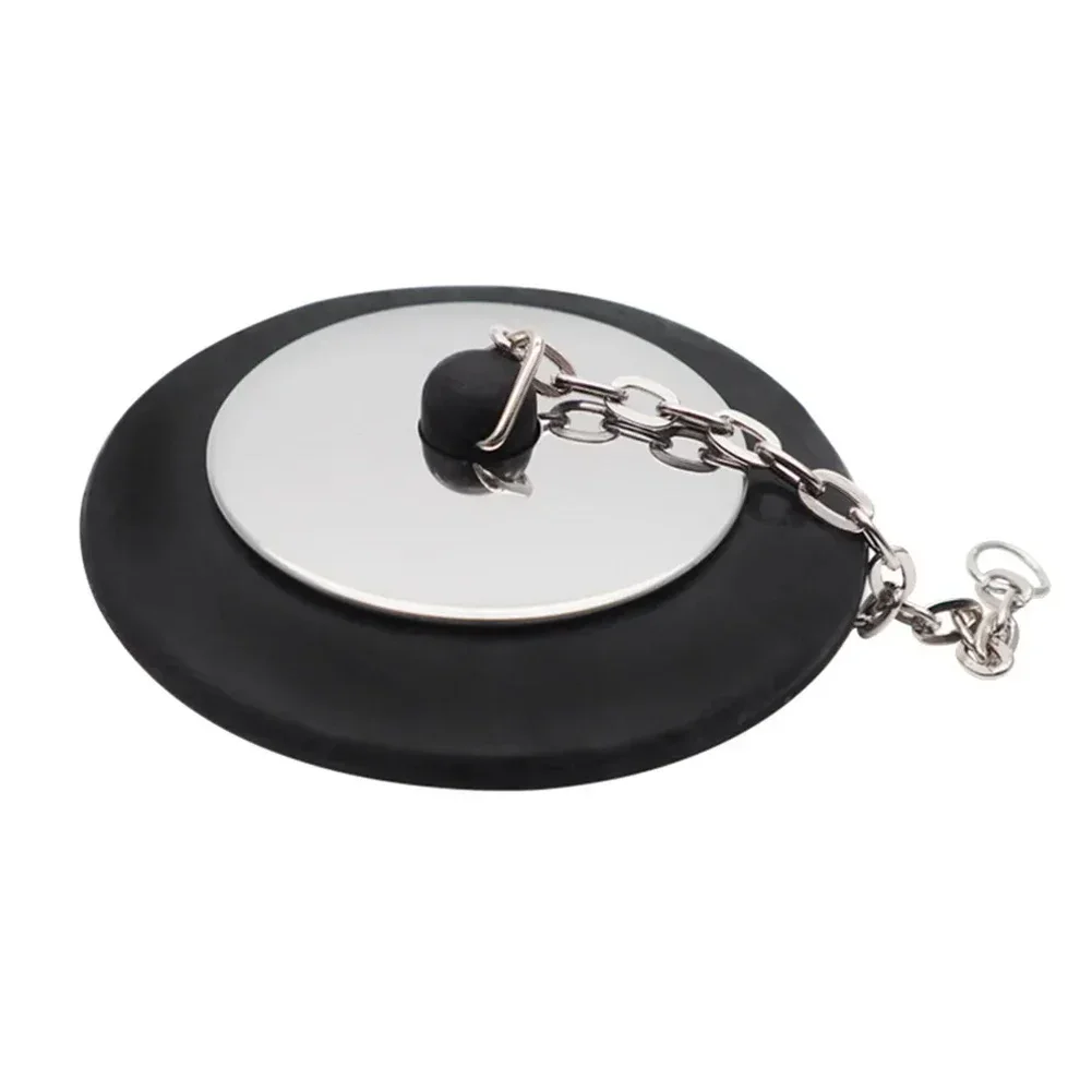 1 stücke Bad Stecker Gummi Badewanne Stopper Abfluss mit Kette Waschbecken Waschbecken Metall 7,5x7,5x3cm Banthroom Zubehör