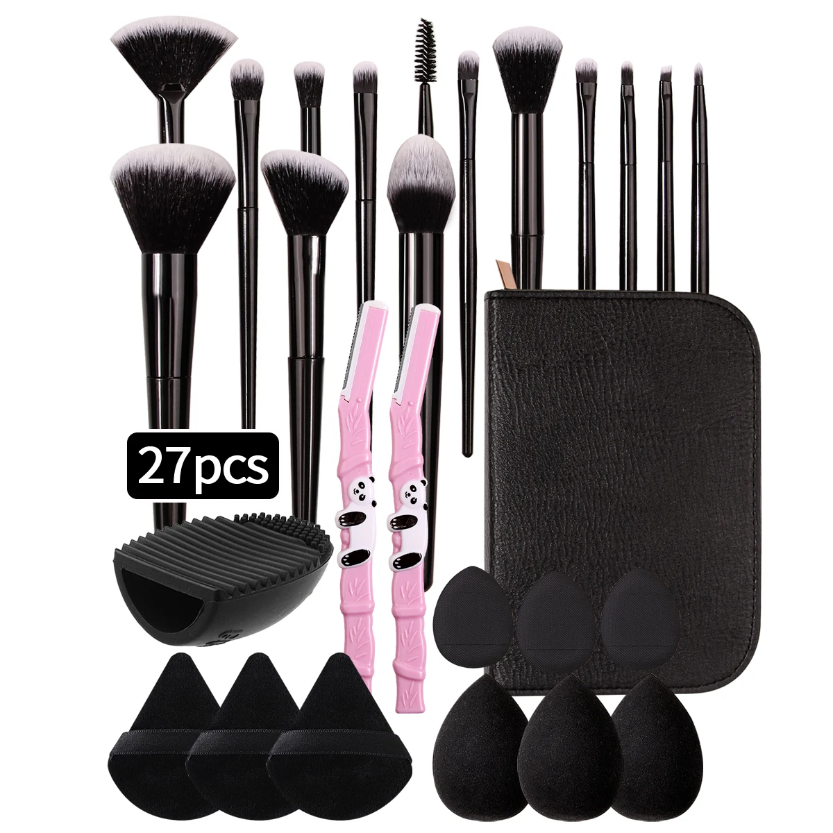 27/14/9/1PCS professional makeup brush set 14 makeup brushes, makeup sponge, powder puff,makeup bag,eyebrow razor,cleaning tools