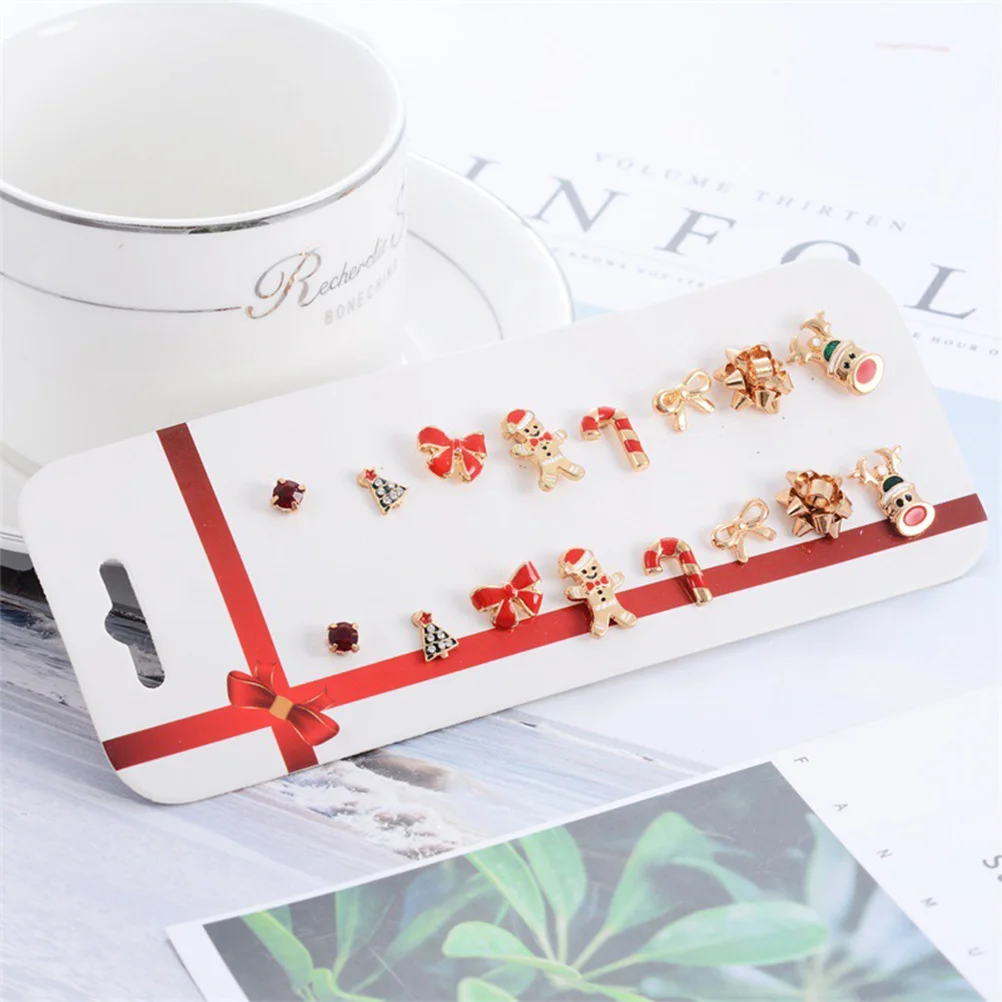 

2Set Christmas Style Ear Studs Set Alloy Earrings Xmas Jewelry for Women Date Party Ear Studs Xmas Earrings
