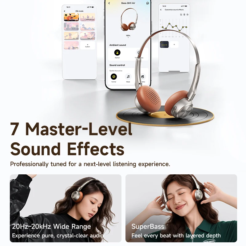 BH1 Air Wireless Bluetooth Headphones with ENC, 80H Battery