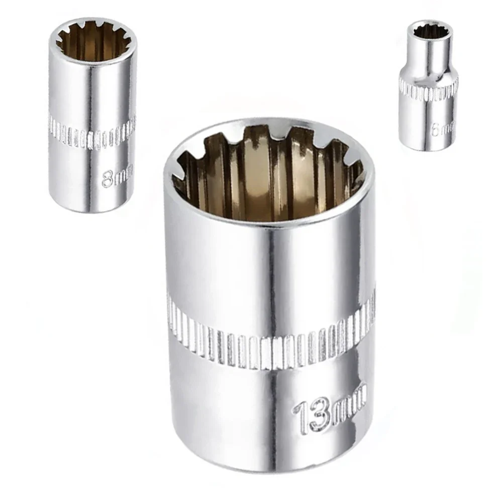 1pc 12 Point Socket Bit 1/4 Square Drive Mirror Short Head For Ratchet Wrench 4/4.5/5/5.5/6/7/9/10/11/12/13/14mm Hand Tools