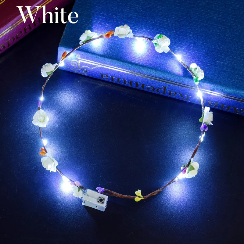 10-300Pcs LED Flower Crowns Light Up Headbands Glowing Flower Crown Garland Glow in the Dark Headband for Wedding Party Favors image 3