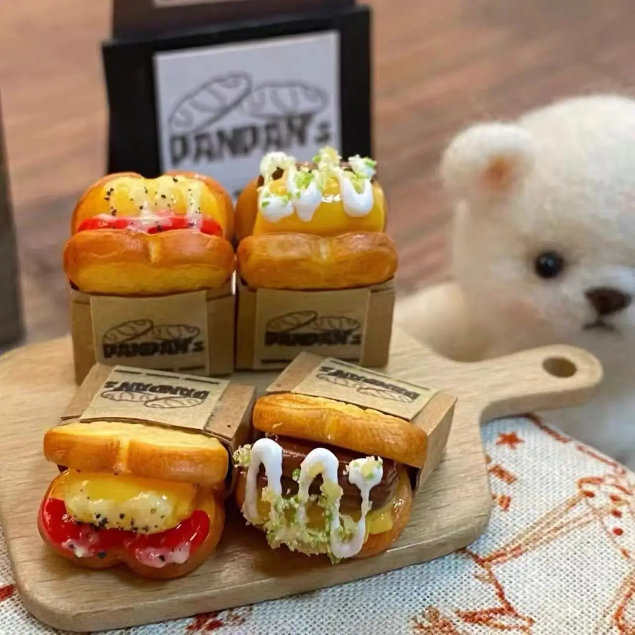 Blythe Toy Clay Hot Dog on Toast Sandwich Model Bjd Doll Simulated Afternoon Tea Set Toys for Girls Doll House Accessories Ob11