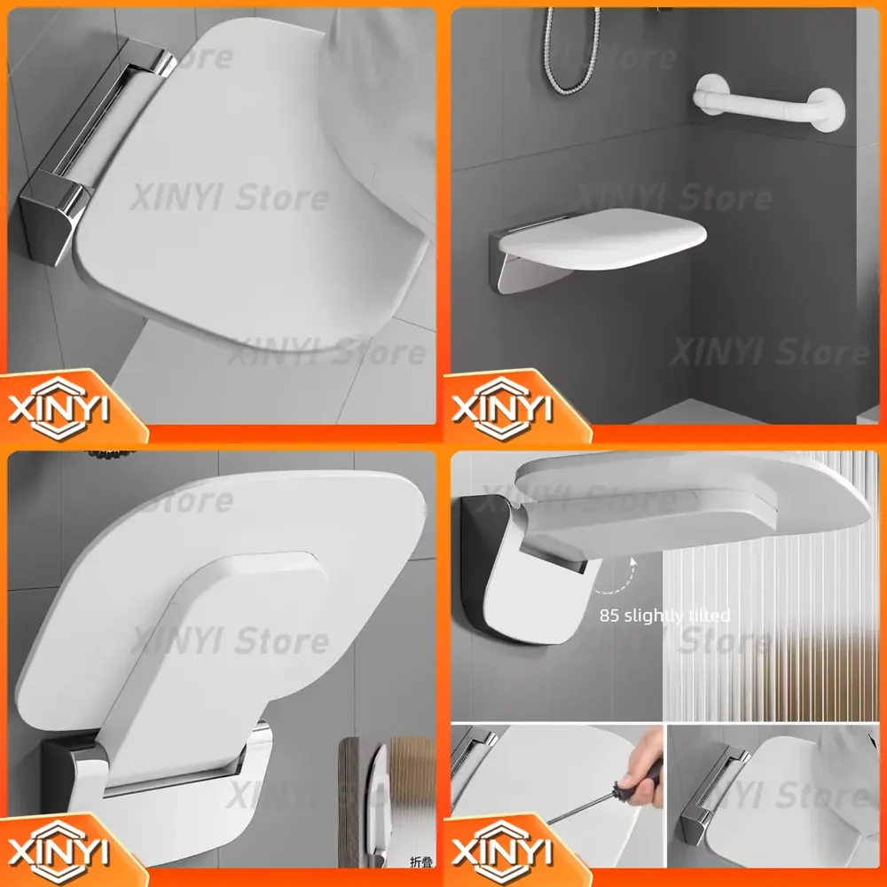 Folding Shower Seat for Adults Heavy Duty Bathroom Safety Bench for Elderly Pregnant Women Wall Mounted Toilet Stool