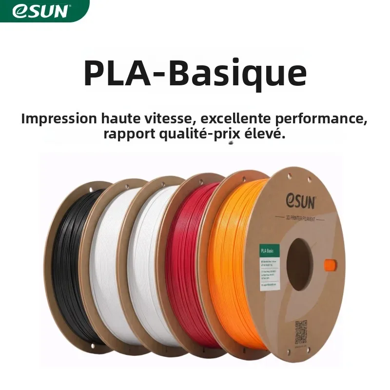 eSUN 5KG PLA-Basic Lot de 5 couleurs de filaments 3D – Meilleur rapport qualité-prix pour débutants, sans obstruction, impression facile, kit de démarrage pour imprimantes FDM