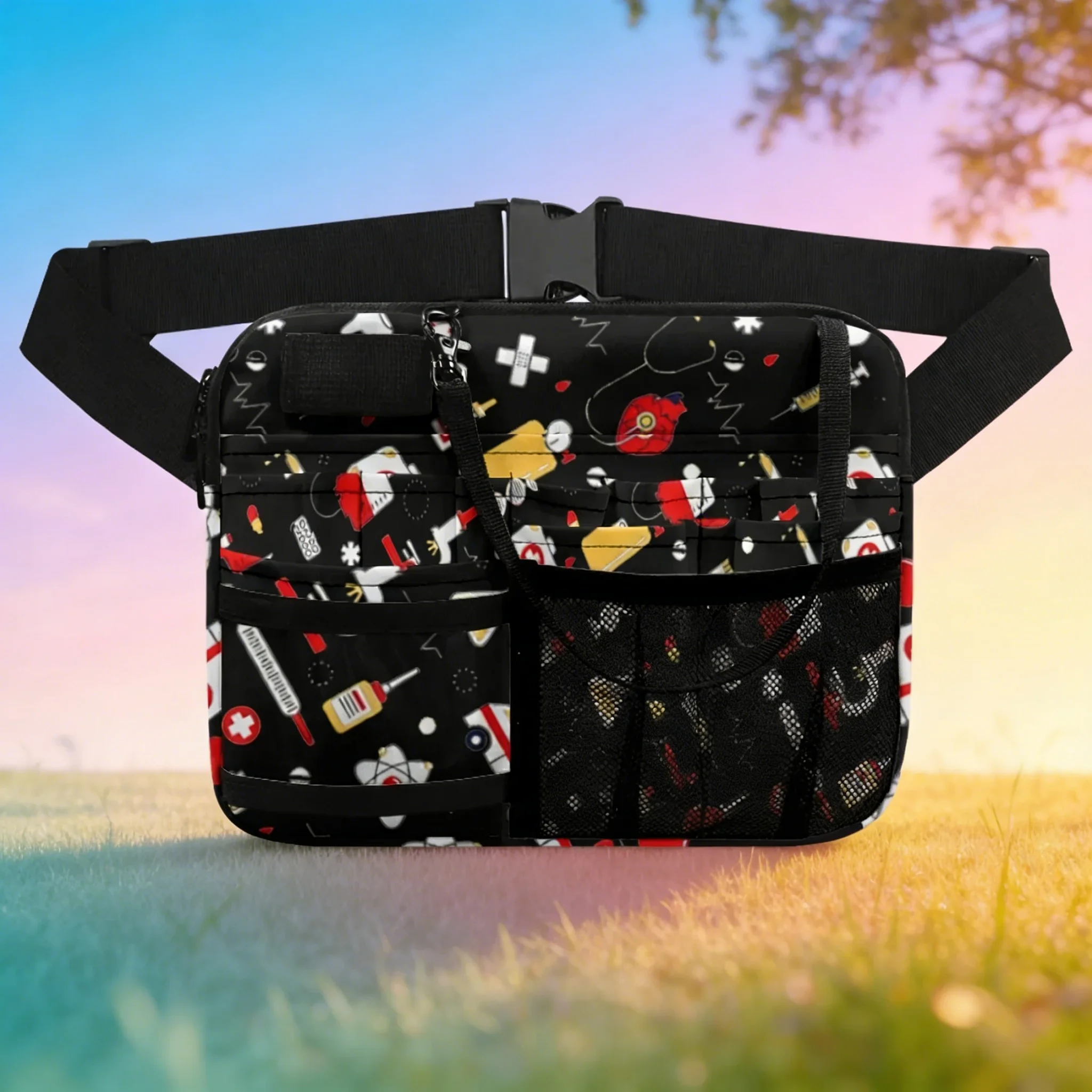

Поясная сумка для медсестер, с милым принтом в виде мультяшного кота, многофункциональная сумка с несколькими карманами для медицинских принадлежностей, 3 варианта цветов
