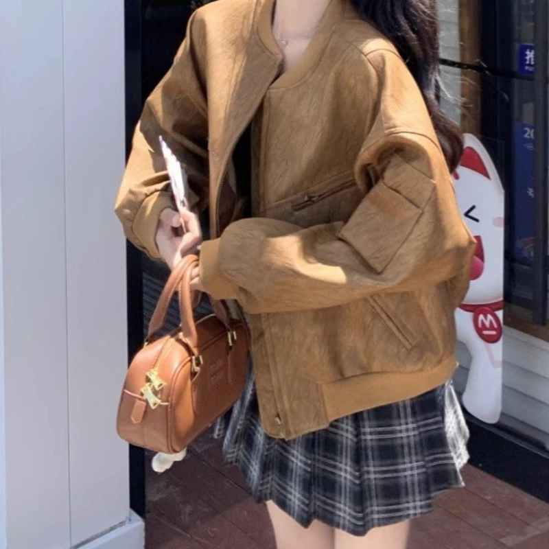 

Vintage Suede Baseball Jacket for Women, Autumn, Super Stylish with A Unique Design Jacket Top