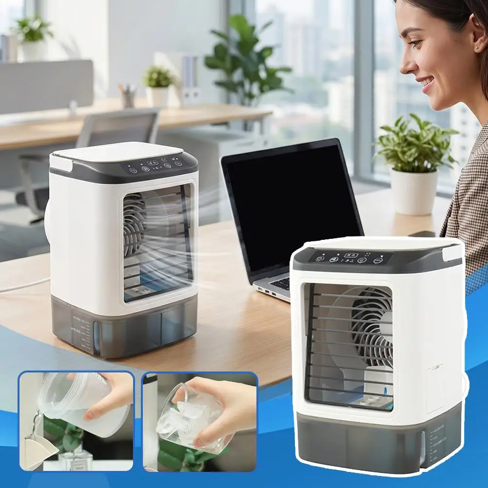 Portable Home Air Conditioner Fan ,Desk Fan with Dual Ultrasonic Atomization, 3-in-1 Personal Air Conditioner Fan with Ice Tray view 5