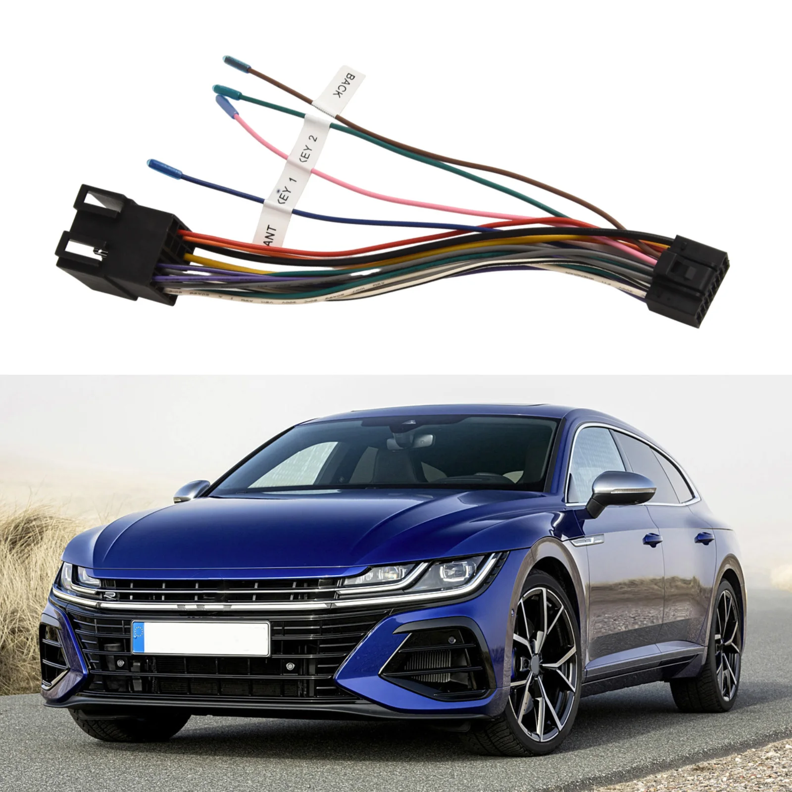 

Car Cable Adapter Male Plug To Female Connector Wiring 16 Pin To ISO Universal Car Stereo Radio Male Plug Harness Power Adapter