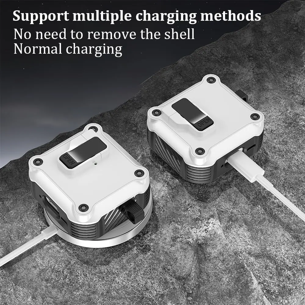 حافظة قفل لأجهزة AirPods 4 حافظة صلبة واقية مقاومة للصدمات مع مجموعة منظف لجهاز Airpods 4 Generation 2024 (أبيض)