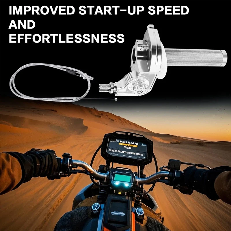 1Pc/Set Quick Action Throttle Grip - 22mm CNC Aluminum with Cable for Motorcycle Moped Scooter Performance Part