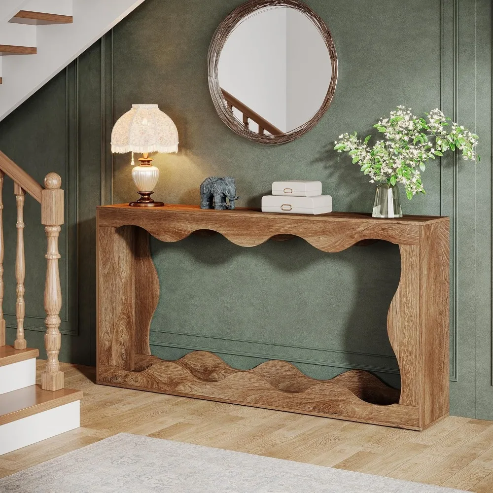 63 Inches Farmhouse Console Table with Storage Couch Table Behind Sofa Long Entryway Table Sofa Console Table Narrow Console