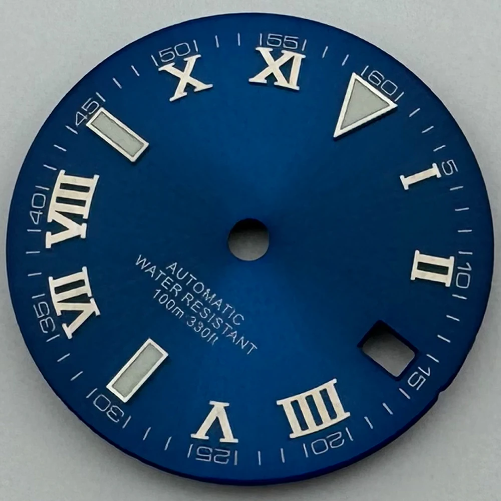 أسود رمادي أبيض أزرق 29mm الطلب مضيئة تناسب NH35 أجزاء ساعة الحركة الميكانيكية